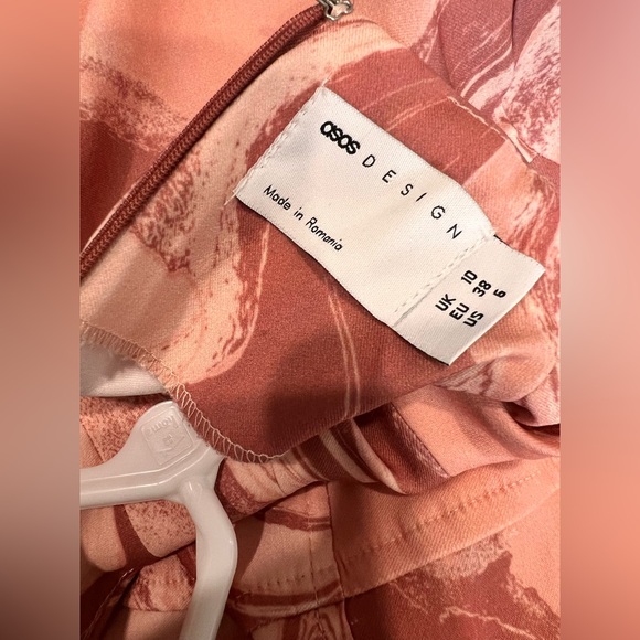 ASOS DESIGN Pink Swirl Structured Maxi Dress Long Sleeve Size 6 - Picture 8 of 8